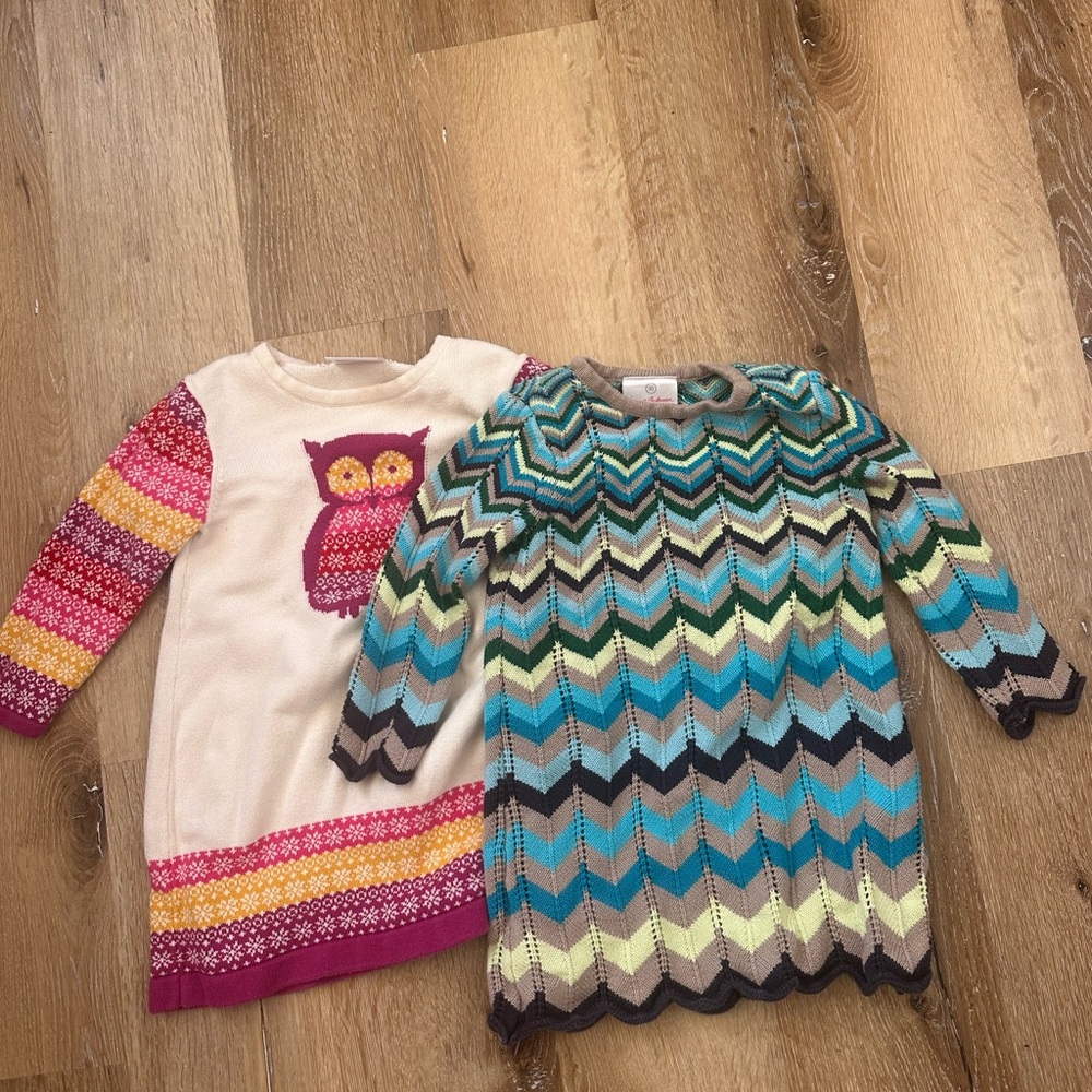 Hanna Andersson Chevron and Owl Print Sweaters - Cream, Pink, Blue